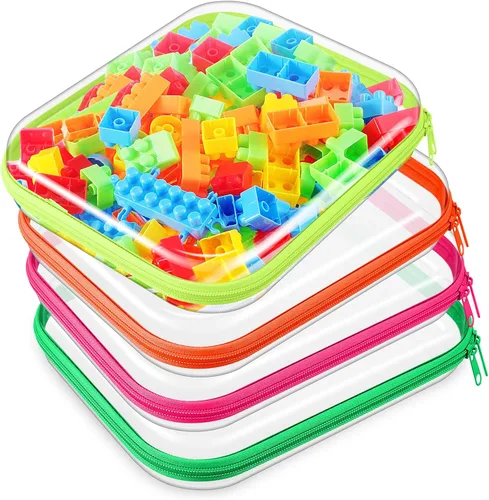 Miniatura 17 de Hoolerry 4 piezas de estuches rígidos transparentes con cremallera, bolsas de maquillaje, estuche de plástico para lápices, contenedores de caja