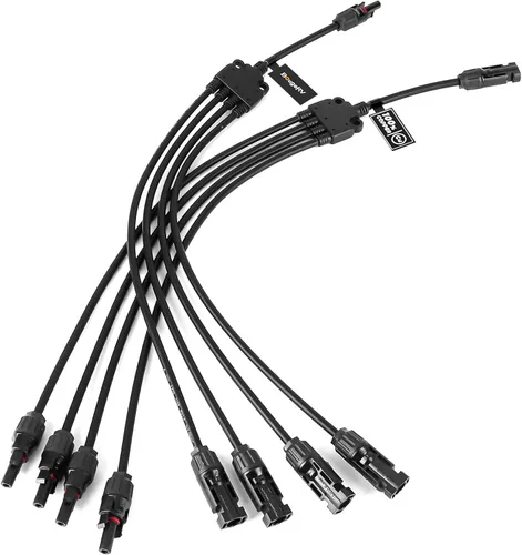 BougeRV Conectores de rama solar Y extra largos paneles solares conectores paralelos de 1 a 4 cables solares Kit de herramientas de enchufe de cable