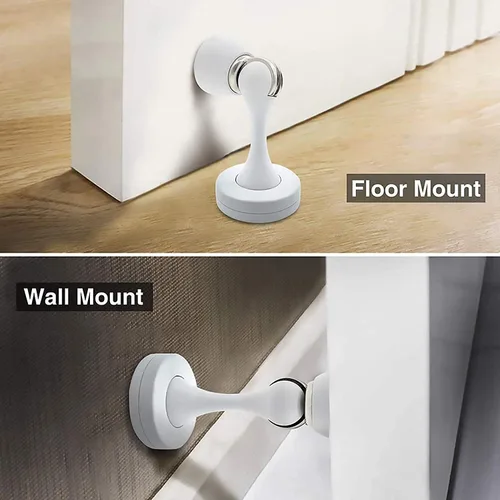 Miniatura 6 de Topes magnéticos para puerta, paquete de 4 topes magnéticos de puerta de acero inoxidable blanco, soporte magnético suave para puerta para pared