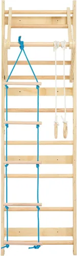 Miniatura 9 de VEVOR Escalera Sueca de Pared, Gimnasio 4 en 1 de 8 Niveles para Interiores, Barras de Gimnasia de Madera Sólida con Capacidad de Carga de 220LBS