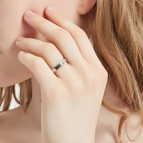 Miniatura 4 de KAMASATO Anillos de acero inoxidable de 0.157 in y 0.236 in para mujeres y hombres, cúpula llana de alto pulido, plataoro, alianza de boda