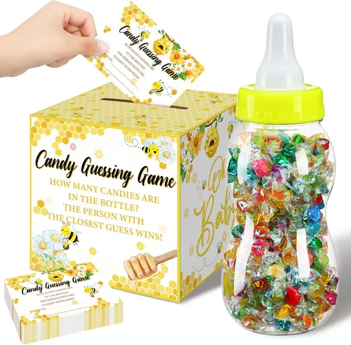Miniatura 16 de Glenmal Juego de 52 piezas de regalo para juegos de baby shower, biberón grande para juego de ducha, adivina cuántos dulces decoraciones