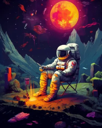 Miniatura 20 de Tucocoo Graffiti Astronauta - Pintura por números para adultos, espacio exterior, astronauta, pintura al óleo digital, pintura acrílica, kits