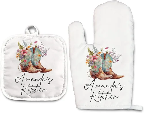 Miniatura 22 de Lemon - Juego de manoplas de horno personalizadas y soporte para ollas Mitón de horno Soporte para ollas Regalos de cocina Inauguración