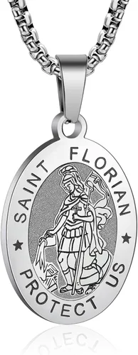 Miniatura 32 de Collar de patrón de santo, San Miguel/Virgen María/Rafael/Judá/Cristóbal/Benedicto/José/Patricio/Francisco/Florián/Tomás/Antonio, acero inoxidable