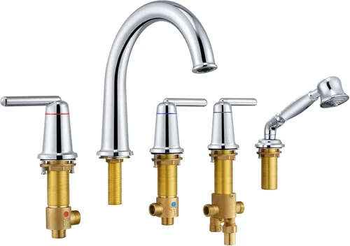 Miniatura 12 de Bathtub Faucet with Sprayer Bathroom Brass Roman Tub Faucet with Rough-in Valve Widespread Deck Mount Tub Filler Bronze WT-9808ORB02