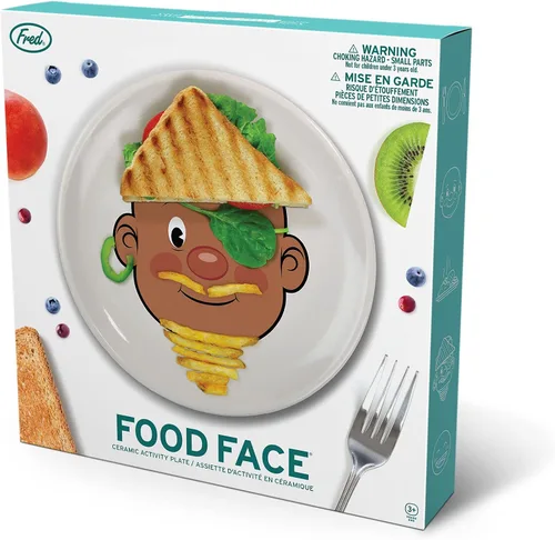 Miniatura 6 de Genuine Fred, Plato de actividad de cerámica FOOD FACE, blanco, diámetro de 8.5 pulgadas