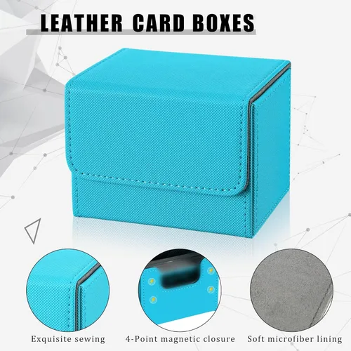 Miniatura 3 de Yookeer Paquete de 6 fundas de cuero para más de 100 cartas, caja magnética de almacenamiento de cartas para más de 100 cartas compatibles con Tcg