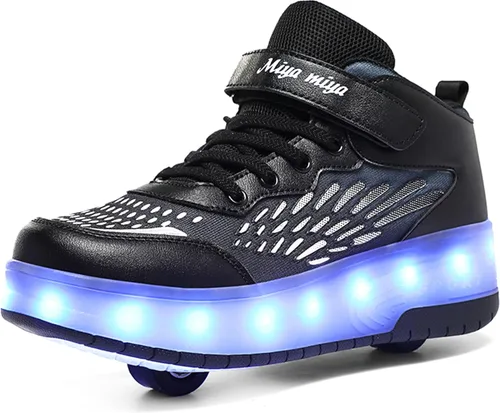 Miniatura 22 de Tenis con ruedas para niños y niñas, tenis deportivos recargables con luz LED para principiantes, el mejor regalo