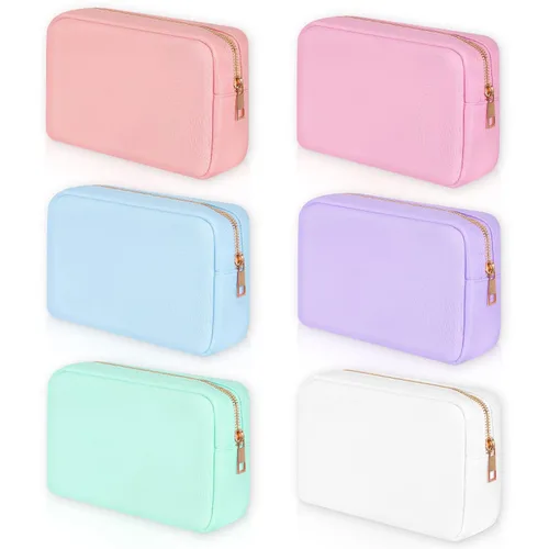 Miniatura 11 de Sweetude 6 piezas Bolsa de maquillaje de nailon, neceser de viaje con cremallera, bolsa de cosméticos de nailon para bolso, organizador
