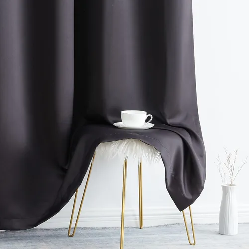 Miniatura 6 de HLC.ME Cortinas Oxford negras de 84 pulgadas de largo, cortinas negras para dormitorio, con aislamiento térmico, bloqueo de luz, paneles de cortina