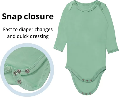 Miniatura 4 de GUISBY Body para bebé, body de manga larga de rayón para niños y niñas de 0 a 24 meses
