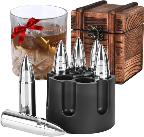 Miniatura 10 de EooCoo Regalos para el día del padre, juego de regalo de piedras de whisky con 6 piedras y caja, cubos de hielo reutilizables para bebidas