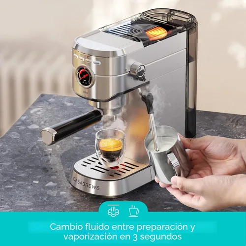 Miniatura 3 de CASABREWS 5418 PRO - Máquina de café espresso de 20 bares, cafetera de café mejorada con potente espumador de leche a vapor, cafetera de acero