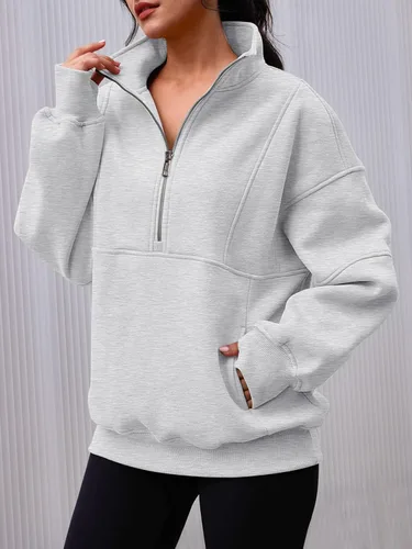 Miniatura 4 de AUTOMET Women's Half Zip Oversized Sweatshirts Fleece Long Sleeve Hoodies Casual Sweaters with Pockerts