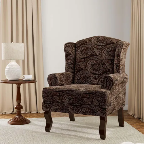 Miniatura 35 de Silla decorativa, sillón tapizado con respaldo alto con esponja de alta resistencia y patas de madera, sillas individuales modernas y cómodas de Un