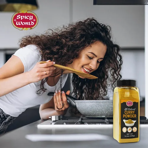 Miniatura 6 de Spicy World Tarro de curry en polvo de 14.4 onzas, mezcla auténtica de 9 especias indias, mezcla de calidad premium para curry, verduras y más