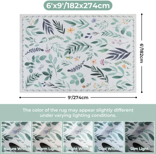 Miniatura 349 de Syalife 4x6 Alfombra Lavable para Área, Ultra Suave Antideslizante, Pila Baja, Alfombra Vintage Resistente a Manchas para Sala de Estar, Alfombra