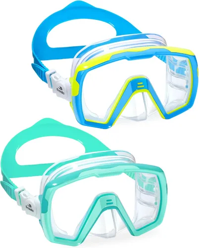 Miniatura 8 de Freela Gafas de natación para niños con cubierta de nariz para 6 a 16 años, paquete de 2 máscaras de natación de visión amplia, antiniebla, sin