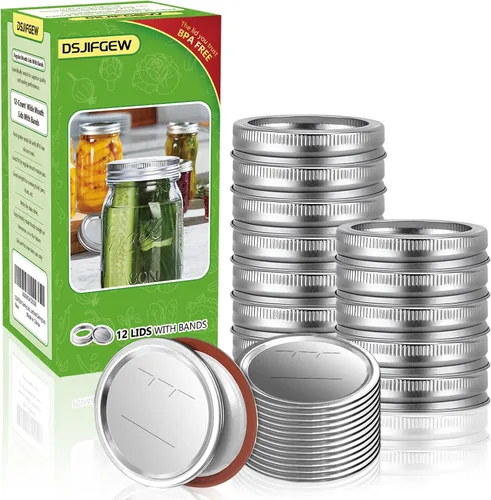 Miniatura 10 de 36 Pack Mason Jar Lids for Wide and Regular Mouth Jars, with Date Reminder Vacuum Seal Lids for Electric Mason Jar Vacuum Sealers