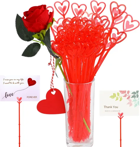 Miniatura 10 de CCINEE 100 portatarjetas de plástico con forma de tenedor transparente con forma de flores, clips de cabeza recta para ramo de boda, suministros