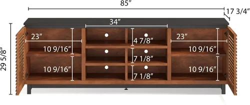 Miniatura 5 de Graceland - Soporte de TV moderno de mediados de siglo de 85 pulgadas para televisores de 95 pulgadas, consola multimedia de madera totalmente