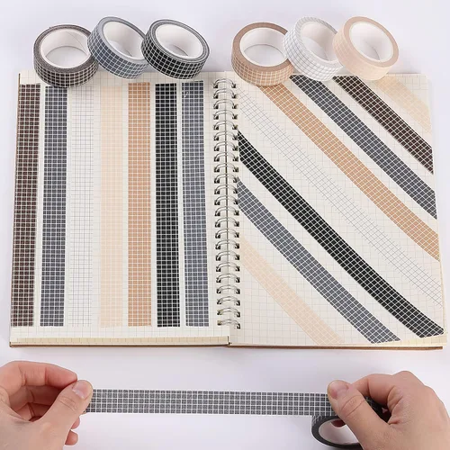 Miniatura 7 de Mr. Pen - Juego de cintas Washi de cuadrícula, 7 rollos, 0.6 pulgadas, cinta washi para diario, cinta decorativa, cinta de diario, cinta