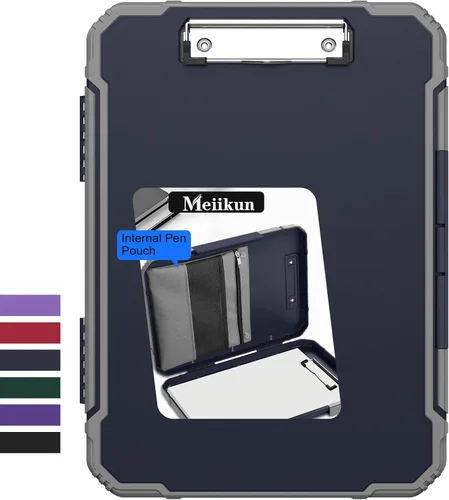 Miniatura 14 de Meiikun Portapapeles con almacenamiento, protección resistente a prueba de golpes, bolsa interna para bolígrafo y clip de metal, tableros de clip