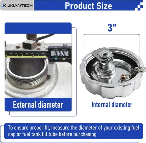 Miniatura 6 de 20770691 Tapa de combustible con bloqueo de 3 pulgadas (2 unidades), compatible con modelos de camiones pesados Volvo VN/VNL, tapa de depósito
