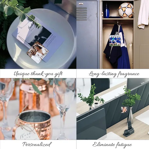 Miniatura 6 de Ambientador personalizado para automóvil, 10, 20, 50, 100 unidades, personalizados, de doble cara, con logotipo de texto fotográfico. Regalos