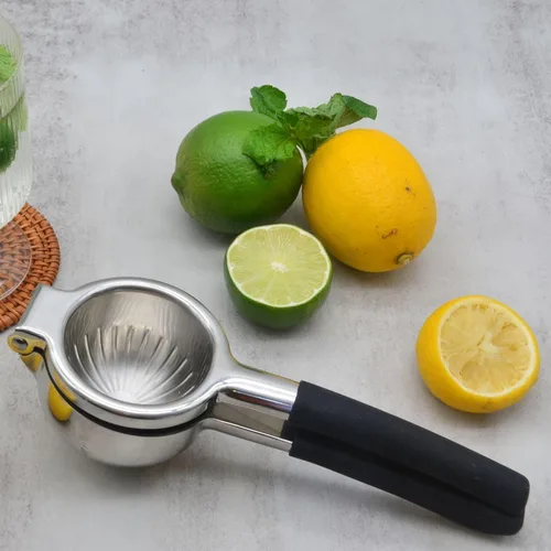 Miniatura 2 de Exprimidor de limón de acero inoxidable, diseño de agarre antideslizante resistente, prensa de jugo de mano, herramienta manual de exprimidor