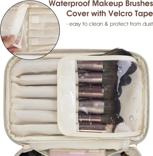 Miniatura 2 de Bolsa de maquillaje Wandering Nature, estuche organizador de viaje para maquillaje y brochas de cosméticos para mujer en cuero vegano ecológico