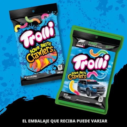 Miniatura 3 de Trolli Sour Brite Crawlers, dulces, cereza-limón, fresa-uva y naranja-lima, dulce y agrio, gusanos de goma, 7.2 oz