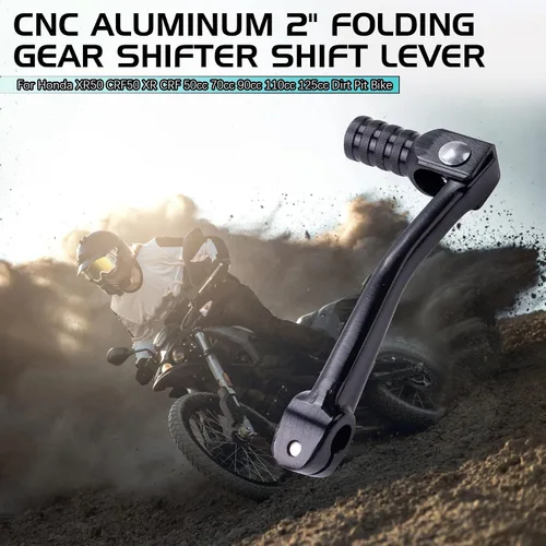 Miniatura 5 de CNC Palanca de cambio de marchas plegable de aluminio de 2" para Honda XR50 CRF50 XR CRF 50cc 70cc 90cc 110cc 125cc Dirt Pit Bike (Negro)