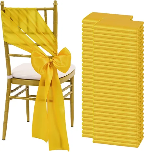 Miniatura 9 de fani 60 cintas de satén negras de 7 x 108 pulgadas para silla, fundas universales para silla, bodas, fiestas de cumpleaños, celebraciones, hoteles