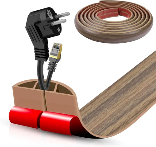 Miniatura 9 de Cubierta autoadhesiva para cables de suelo, gestión de cables de 3.3 pies, protector de tira de extensión para cables, evita tropiezos de cables