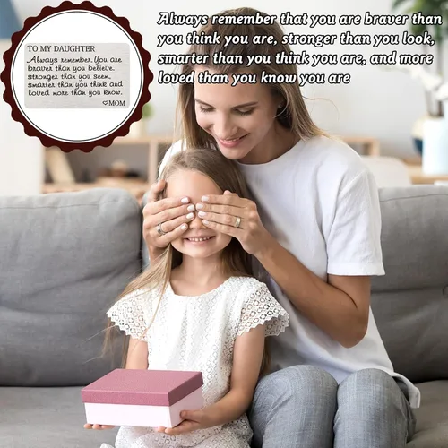 Miniatura 3 de PLwelth Tarjeta de cartera grabada para hija de acero inoxidable para mujeres niñas adolescentes con mensaje inspirador tarjeta de inserción