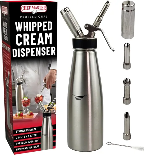 Miniatura 12 de Chef Master Dispensador de crema batida de acero inoxidable de grado profesional de 2 pintas