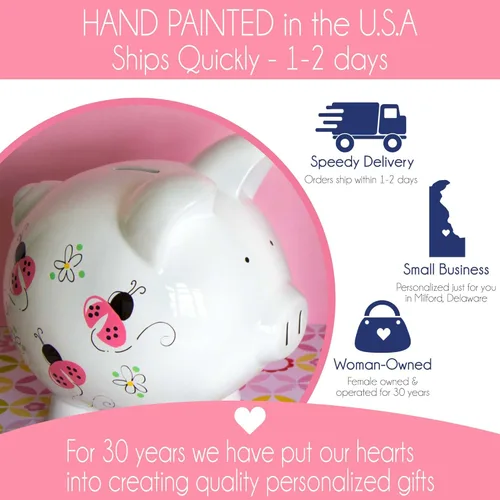 Miniatura 4 de My Bambino Hucha personalizada pintada a mano para niñas, grande, de cerámica, color blanco, tapón extraíble (sirena)
