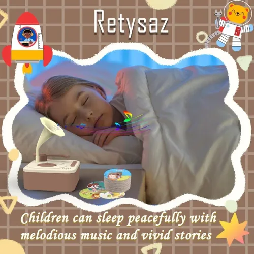 Miniatura 6 de Retysaz Fonógrafo para niños con 96 tarjetas, reproductor de música de cuentos para niños de 3 a 12 años, juguete sensorial musical para niños