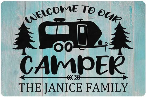Miniatura 17 de Alfombras de camping con nombre personalizado, bienvenido a nuestra caravana, alfombrillas para exteriores, antideslizantes, coloridas, alfombra