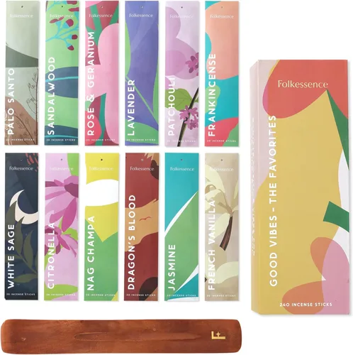 Miniatura 8 de Folkulture Varillas de incienso japoneses Paquete de 60 inciensos de madera de aloe premium Sin carbón, sin humo negro Aroma amaderado