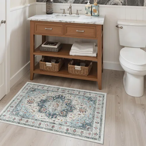 Miniatura 314 de Madane Tapete lavable de 2 x 10 pies para pasillo, cocina, recibidor, clásico, suave, antideslizante para interiores, casa de campo, baño, sala