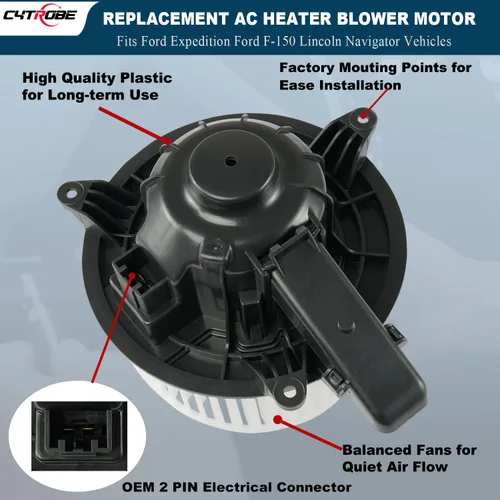 Miniatura 5 de Motor del ventilador del calentador AC HVAC con jaula de ventilador Compatible con Ford F150, Ford Lobo 2009-2014, Ford Expedition 2009-2017