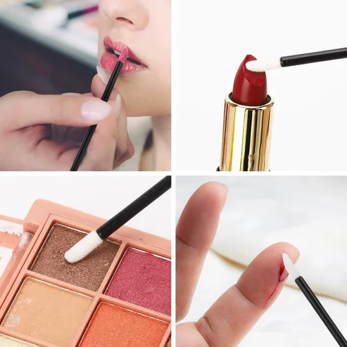 Miniatura 5 de 100 varitas de rímel desechables de doble extremo, cepillo de labios, aplicador de lápiz labial, carretes de cejas para extensiones de pestañas