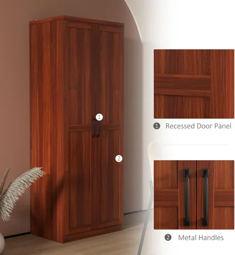 Miniatura 7 de HOMCOM Despensa de cocina de 2 puertas de 63", armario de almacenamiento independiente con estantería de 5 niveles y 2 estantes ajustables