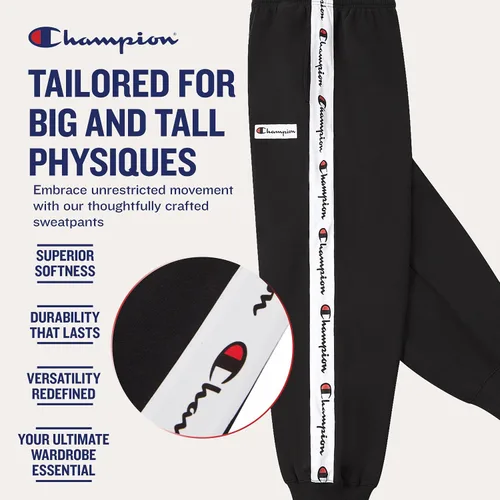Miniatura 3 de Champion Pantalones deportivos para hombres grandes y altos - Joggers bordados de forro polar para hombre