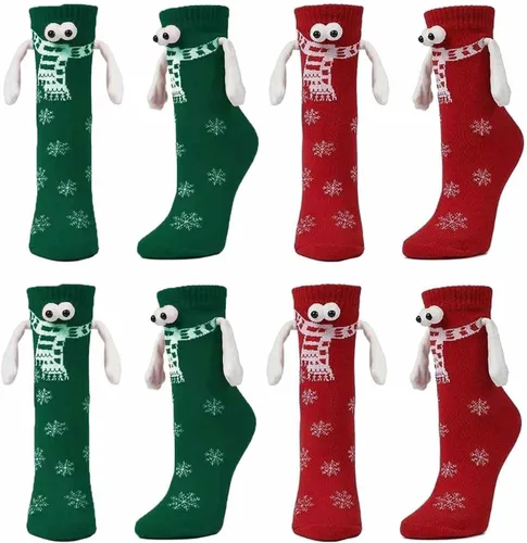Miniatura 2 de BINPURE Calcetines de mano a mano de Navidad tomados de la mano calcetines pares calcetines de mano magnéticos calcetines de tubo medio calcetines
