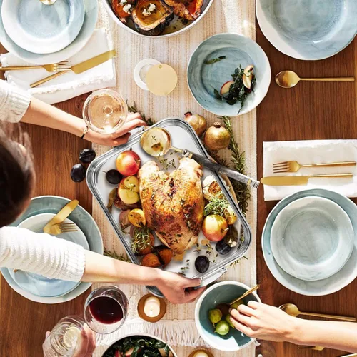 Miniatura 6 de JY COOKMENT Sartén para Asar con Estante para Hornear, Sartén para Pavo de Acero Inoxidable de 16.5 Pulgadas con Estante, Regador. Excelente