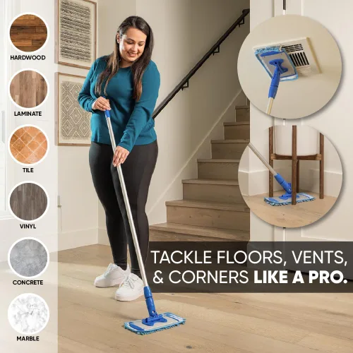 Miniatura 2 de Sistema de trapeador de microfibra Mucho de 10 pulgadas, mopa para limpieza de suelos, mopa de madera dura para pisos de azulejos, laminados